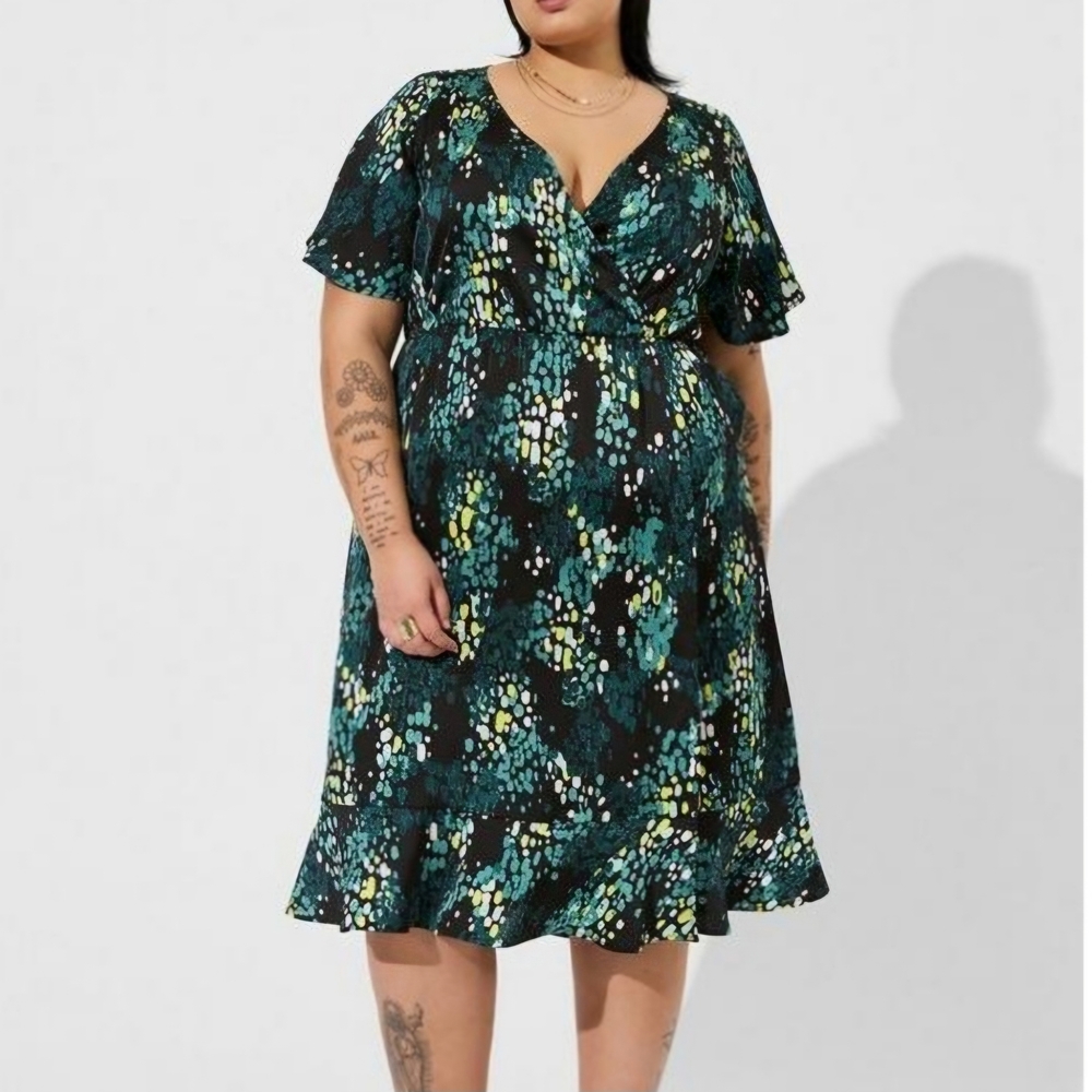 Torrid Black and Green Midi Dress